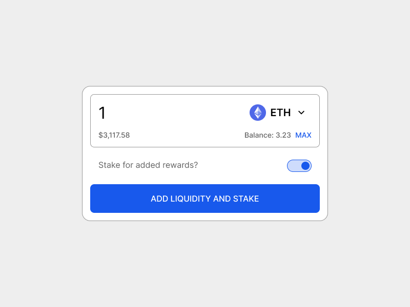 Modal montrant un interrupteur permettant de combiner les actions de dépôt et de mise en jeu